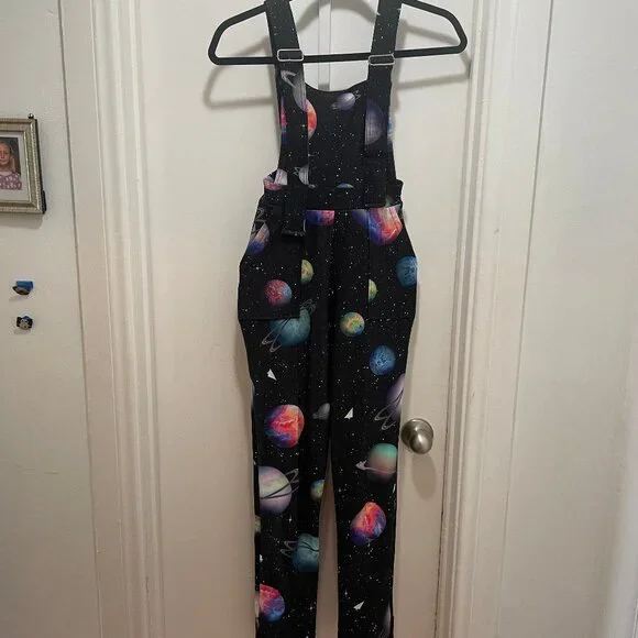 Blackmilk paper plane Galaxy stretch overalls size XXS - Picture 2 of 3